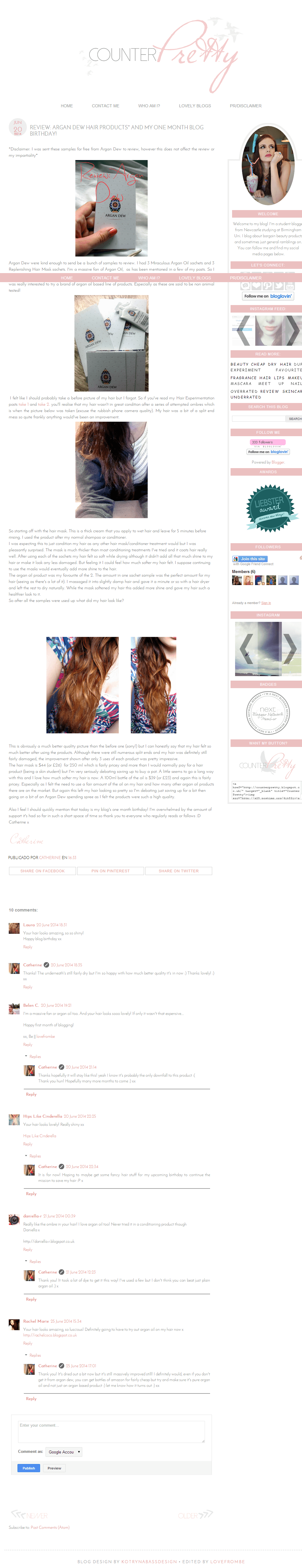 Review: Argan Dew hair products and my one month blogging birthday!